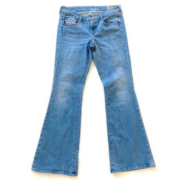 DIESEL Womens D-Ebbey Bootcut Low Waist Jeans Size W30 L30 Stretch Light Blue - Picture 1 of 14